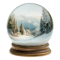 a big square in a winter landscape in a snow globe isolate on transparent background png