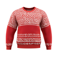 Christmas red sweetshirt with white pattern 3D isolate on transparent background png