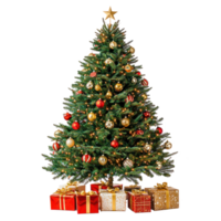 Christmas tree with presents under isolate on transparent background png