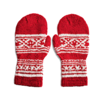 Christmas red mittens pattern isolate on transparent background png