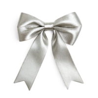 Silver bow and ribbon isolate on transparent background png