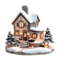 Christmas House with snow isolate on transparent background png