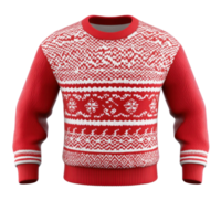 Christmas red sweetshirt with white pattern 3D isolate on transparent background png