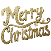 alegre Navidad en cursivo y en dorado Brillantina y crujiente aislar en transparente antecedentes png