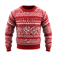 Red sweetshirt with white pattern 3D isolate on transparent background png