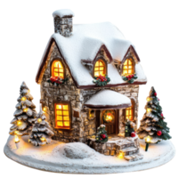 House with Christmas decorations lights isolate on transparent background png