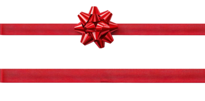 Shiny red gift's bow and ribbon, 3D realistic isolate on transparent background png
