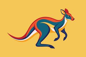 Vibrant kangaroo illustration showcasing dynamic colors on a bright yellow background for an artistic flair vector