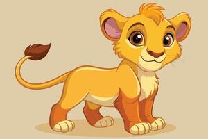 Cute animated lion cub standing confidently against a light background with friendly expression and vibrant fur colors vector