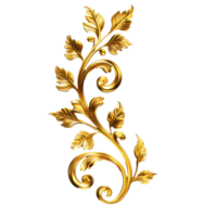 Golden vine design with leaves and swirls png