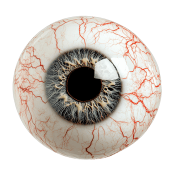 Close up of eye with vascular patterns png