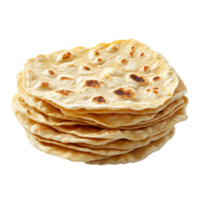 Deliciously warm flatbreads stacked in a neat pile png
