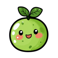 Cute green fruit character with smiling face png