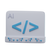 3D AI Programming Transparent Icon Illustration png