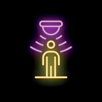 Motion sensor detecting human presence neon sign vector
