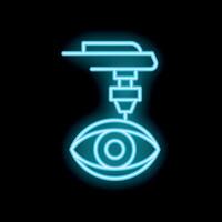 Neon icon of robotic surgery on a black background vector