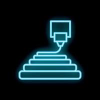Neon 3d printer printing object layer by layer vector