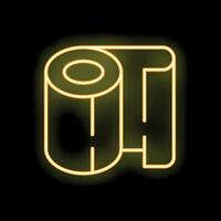 Yellow neon sign of rolled material on black background vector