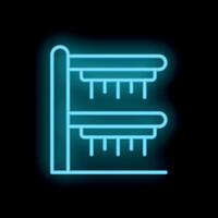 Neon blue empty double shelf glowing on black background vector