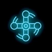 Neon sign showing a drone flying with four rotating propellers vector