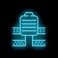 Neon blue icon of a data center server connecting to multiple devices vector