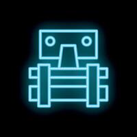 Glowing neon icon of a robot holding a package for delivery service vector