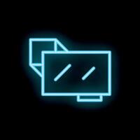 Neon icon of virtual reality headset glowing on black background vector