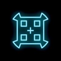 Neon blue carpet with cross sign on black background vector