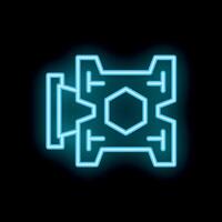 Neon engine icon glowing on dark background vector