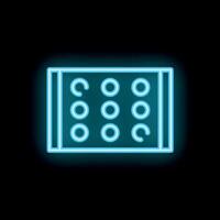 Blue neon sign representing landolt c eye test chart on black background vector