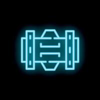 Neon pipeline glowing on black background with industrial equipment concept vector