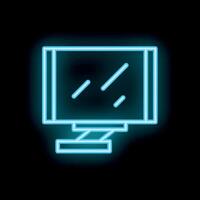 Neon computer monitor shining on black background vector