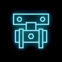 Neon glowing water valve icon on dark background vector