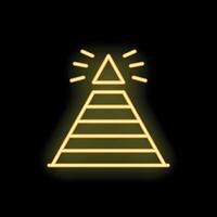 Neon pyramid chart glowing on black background vector