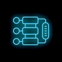 Neon blue algorithm structure icon showing machine learning process vector