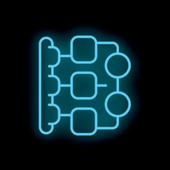 Blue neon algorithm processing data on black background vector