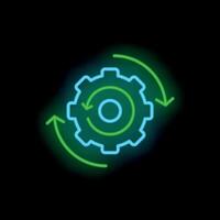 Neon workflow process automation with gear and arrows icon vector