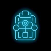 Neon blue clipboard showing business plan with chart and data points icon vector