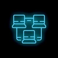 Neon blue local area network connecting computers icon vector