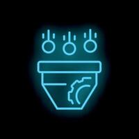 Neon icon representing lead generation with funnel and cogwheel vector