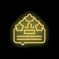 Neon icon representing customer feedback with stars and speech bubble vector