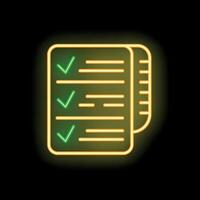 Neon icon style green check marks on checklist representing completing tasks vector