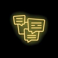 Neon yellow speech bubbles chatting on black background vector