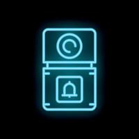 Neon doorbell with camera showing recording status on black background vector