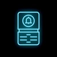 Neon notification bell icon displaying on mobile phone screen vector