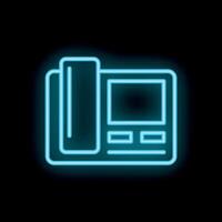 Glowing neon fax machine icon on a black background vector