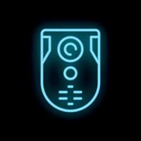Neon icon of intercom system glowing on black background vector