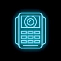 Neon icon of a mobile payment terminal accepting contactless payments vector
