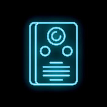 azul neón intercomunicador icono brillante en negro antecedentes vector