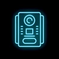 Blue neon intercom system glowing on black background vector